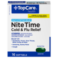 TopCare Nite Time Cold & Flu Relief Softgels, 16 Each