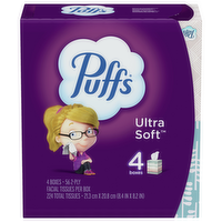 Puffs Ultra Soft and Strong Facial Tissues 4 Pack, 4 Each