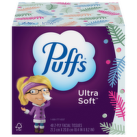 Puffs Ultra Soft Non-Lotion Facial Tissue Cube Box, 48 Each