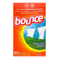 Bounce Outdoor Fresh 4 in 1 Fabric Softener Dryer Sheets, 80 Each
