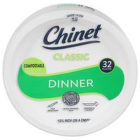 Chinet Classic White Dinner Plates 10 inch, 32 Each