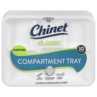 Chinet Classic White Compartment Trays Paper Plates 10 inch, 30 Each