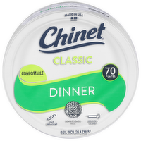 Chinet Classic White Dinner Plates 10 inch, 70 Each