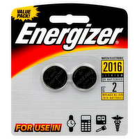 Energizer 2016 Lithium Batteries, 2 Each