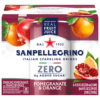 San Pellegrino Zero Pomegranate & Orange Italian Sparkling Drinks, 6 Each