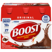 Boost Original Rich Chocolate Nutritional Energy Drink, 6 Each