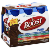 Boost Plus Rich Chocolate Nutritional Energy Drink, 6 Each