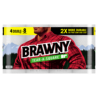 Brawny Tear-A-Square Paper Towels Double Rolls, 4 Each