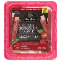 Boar's Head Uncured Sopressata Piccante Salame & Mozzarella Cheese Snack, 3 Ounce
