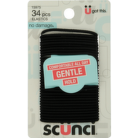 Scunci No Damage Gentle Hold Hair Elastics, 34 Each