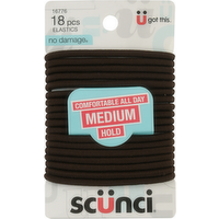 Scunci No Damage Large Brown Hair Elastics, 18 Each