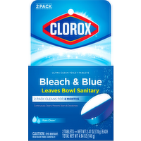 Clorox Bleach & Blue Automatic Toilet Bowl Cleaner Tablets Rain Clean Scent 2 Pack, 4.94 Ounce