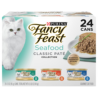 Fancy Feast Classic Pate Seafood Collection Wet Cat Food Variety Pack, 24 Each