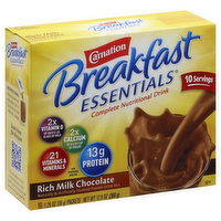 Carnation Breakfast Essentials Complete Nutritional Chocolate Powdered Drink, 10 Each