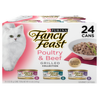 Fancy Feast Grilled Collection Poultry & Beef Wet Cat Food Variety Pack, 24 Each