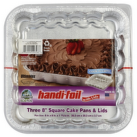 Handi-Foil Three Square Cake Pans & Lids 8 Inch, 3 Each