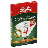 Melitta Cone No. 4 White Coffee Filters, 40 Each