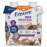 Ensure Max Protein Cafe Mocha Nutrition Shake with Caffeine, 4 Each