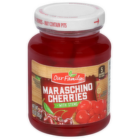 Our Family Maraschino Cherries with Stems, 10 Ounce