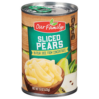 Our Family Sliced Bartlett Pears in Pear Juice, 15 Ounce