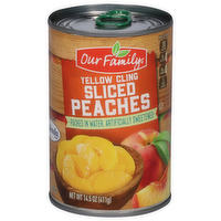 Our Family No Sugar Added Sliced Peaches, 15 Ounce