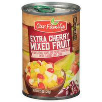 Our Family Triple Cherry Mixed Fruit in Light Syrup, 15 Ounce