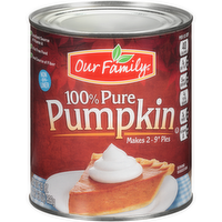 Our Family 100% Pure Pumpkin Puree, 29 Ounce