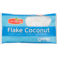 Our Family Flake Coconut - Sweetened, 14 Ounce