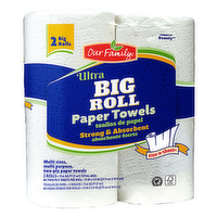 Our Family Ultra Size-A-Sheet Paper Towels Big Rolls, 2 Each