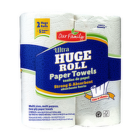 Our Family Ultra Size-A-Sheet Paper Towels Huge Rolls, 2 Each
