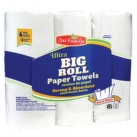 Our Family Ultra Size-A-Sheet Paper Towels Big Rolls, 6 Each