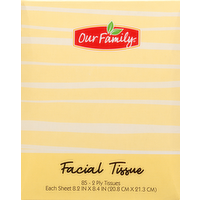 Our Family Facial Tissue, 85 Each