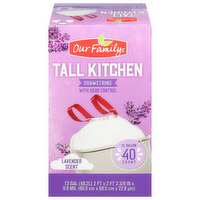 Our Family Tall Kitchen Drawstring Trash Bags Lavender Scent, 40 Each