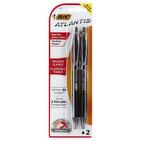 BIC Atlantis Original Retractable Classic Black Ball Pens Medium Point, 2 Each