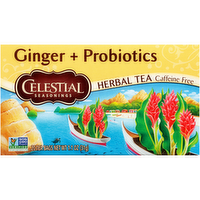 Celestial Seasonings Ginger + Probiotics Caffeine Free Herbal Tea, 16 Each