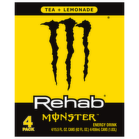 Monster Rehab Tea + Lemonade Energy Drinks, 4 Each