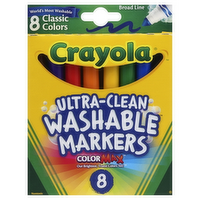 Crayola Color Max Broad Line Classic Colors Ultra-Clean Washable Markers, 8 Each