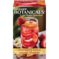 Bigelow Botanicals Cold Water Infusion Strawberry Lemon Orange Blossom Herbal Infused Water Tea Bags, 18 Each