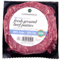L&B Fresh 90% Lean Premium Ground Beef Patties 5.33 oz Seal Fresh Package, 16 Ounce