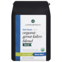 L&B Organic Whole Bean Decaf Great Lake Blend Coffee, 12 Ounce