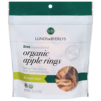 L&B Dried Unsweetened Organic Apple Rings, 4 Ounce