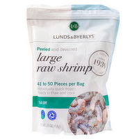 L&B Large Peeled & Deveined Raw Shrimp Tail Off 41-50 CT, 16 Ounce