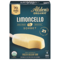 Alden's Organic Limoncello Sorbet Non-Alcoholic Frozen Dessert Bars, 4 Each