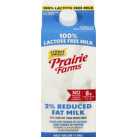 Prairie Farms 100% Lactose Free 2% Reduced Fat Milk, 0.5 Gallon