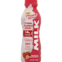 Prairie Farms Premium Strawberry Milk Single, 14 Ounce