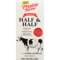 Prairie Farms Ultra-Pasteurized Half & Half, 0.5 Gallon