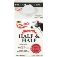 Prairie Farms Ultra-Pasteurized Half & Half, 16 Ounce