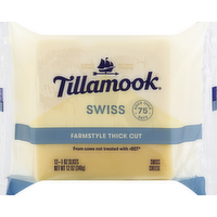 Tillamook Farmstyle Thick Cut Swiss Cheese Slices, 12 Ounce