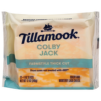 Tillamook Farmstyle Thick Cut Colby Jack Cheese Slices, 12 Ounce