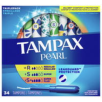 Tampax Pearl Trio Pack Tampons, 34 Each